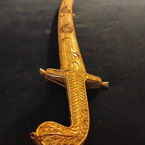 Ceremonial Wedding Sword w/ 24k Gold Filigree Handle and Sheath * Engraved Inscr - Picture 9 of 13